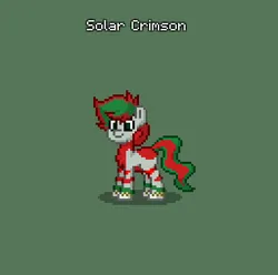 Size: 384x381 | Tagged: safe, derpibooru import, oc, oc:solar crimson, pony, pony town, blank flank, christmas colors, gray coat, green, image, male, multicolored hair, original character do not steal, png, red, stallion