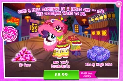Size: 1958x1298 | Tagged: safe, derpibooru import, official, rarity, pony, unicorn, advertisement, clothes, costs real money, costume, english, female, gameloft, gem, image, jpeg, lunar new year, magic coins, mare, mobile game, my little pony: magic princess, numbers, sale, solo, solo focus, text
