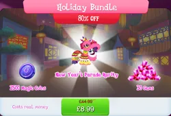 Size: 1265x857 | Tagged: safe, derpibooru import, official, rarity, pony, unicorn, bundle, clothes, costs real money, costume, english, female, gameloft, gem, image, jpeg, lunar new year, magic coins, mare, mobile game, my little pony: magic princess, numbers, sale, solo, solo focus, text