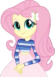 Size: 493x685 | Tagged: safe, derpibooru import, edit, vector edit, fluttershy, equestria girls, belly, clothes, exposed belly, image, long skirt, png, shirt, skirt, striped shirt, vector