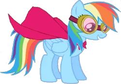 Size: 751x520 | Tagged: safe, artist:incredibubbleirishguy, derpibooru import, editor:incredibubbleirishguy, rainbow dash, my little pony: pony life, cape, clothes, danger dash, goggles, image, png, superhero, superhero costume