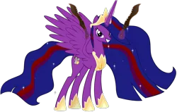 Size: 14622x9290 | Tagged: safe, artist:ponygamer2020, derpibooru import, princess twilight 2.0, twilight sparkle, twilight sparkle (alicorn), alicorn, pony, elements of insanity, the last problem, absurd resolution, armor, brutalight sparcake, crown, ethereal mane, evil grin, evil smirk, female, grin, hoof shoes, horn, image, jewelry, knife, long horn, looking at you, magic, mare, older, older twilight, png, princess brutalight sparcake, regalia, simple background, smiling, smiling at you, solo, sparkles, telekinesis, transparent background, vector, weapon