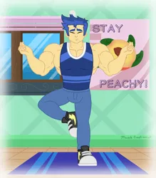 Size: 3500x4000 | Tagged: safe, alternate version, artist:musclecreationist, derpibooru import, flash sentry, human, equestria girls, flex sentry, high res, image, male, muscles, muscular male, png, solo, yoga
