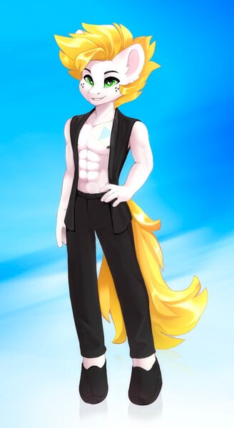 Size: 1119x2048 | Tagged: safe, artist:shooshaa, derpibooru import, oc, oc:alabastor amril, anthro, earth pony, clothes, image, jacket, jpeg, male, muscles, muscular male, pants, shoes