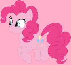 Size: 427x390 | Tagged: safe, artist:jadeharmony, artist:mak2020, derpibooru import, pinkie pie, earth pony, pony, base used, cute, diapinkes, female, hopping, image, mare, pink background, png, simple background, solo