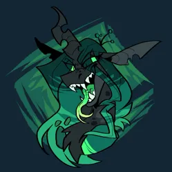 Size: 772x775 | Tagged: safe, artist:rockin_candies, derpibooru import, queen chrysalis, changeling, changeling queen, eye clipping through hair, female, forked toungue, image, jpeg, long tongue, open mouth, open smile, smiling, solo, tongue out