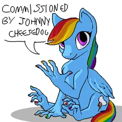 Size: 600x600 | Tagged: safe, artist:kazerad, rainbow dash, pegasus, pony, anatomically incorrect, commissioner:johnny cheesedog, hand, image, no hooves, png, what has science done