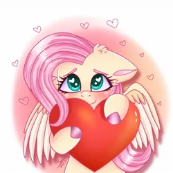 Size: 1280x1280 | Tagged: safe, artist:galaxy swirl, derpibooru import, fluttershy, pegasus, pony, blushing, bust, colored hooves, cute, ear fluff, female, floppy ears, heart, heart eyes, holding, image, jpeg, looking at you, mare, shyabetes, smiling, solo, spread wings, wingding eyes, wings