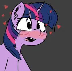 Size: 555x545 | Tagged: safe, artist:pinkberry, derpibooru import, edit, twilight sparkle, pony, unicorn, blushing, crying, cute, heart, image, loving gaze, open mouth, png, solo