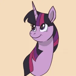 Size: 400x400 | Tagged: safe, artist:mayugraffiti, derpibooru import, twilight sparkle, pony, unicorn, female, image, jpeg, simple background, smiling