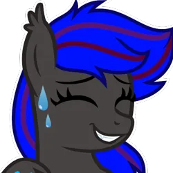 Size: 500x500 | Tagged: safe, artist:amgiwolf, derpibooru import, oc, unofficial characters only, bat pony, bat pony oc, bat wings, eyebrows, eyes closed, fangs, image, png, smiling, sweat, wings