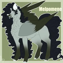 Size: 2000x2000 | Tagged: safe, artist:inisealga, derpibooru import, oc, oc:melpomene, unofficial characters only, pegasus, pony, abstract background, chest fluff, coat markings, female, fluffy, image, jpeg, mare, markings, neck fluff, pegasus oc, simple background, socks (coat marking), wings