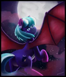 Size: 1900x2200 | Tagged: safe, artist:justgaduh, derpibooru import, oc, oc:midnight blossom, unofficial characters only, bat pony, pony, bat pony oc, bat wings, female, image, moon, night, png, solo, wings