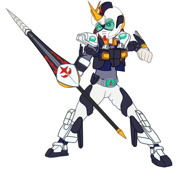 Size: 2155x2143 | Tagged: safe, artist:gmaplay, derpibooru import, oc, oc:stardust memory, unofficial characters only, equestria girls, image, kamen rider, kamen rider ryuki, lance, png, simple background, solo, transparent background, weapon