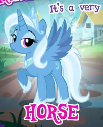 Size: 336x412 | Tagged: safe, derpibooru import, idw, trixie, alicorn, pony, reflections, spoiler:comic, alicornified, eyeshadow, female, gameloft, hoof shoes, house, idw showified, image, jewelry, lidded eyes, looking at you, makeup, meme, my little pony: magic princess, peytral, png, princess of humility, race swap, raised hoof, regalia, smiling, solo, sparkles, spread wings, tiara, trixiecorn, wings, wow! glimmer