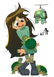 Size: 1776x2532 | Tagged: safe, artist:applephil, derpibooru import, tank, human, tortoise, crossover, high res, hug, image, libby stein torres, png, simple background, the ghost and molly mcgee, white background