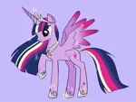 Size: 1079x813 | Tagged: safe, artist:rainbom__1122, derpibooru import, princess twilight 2.0, twilight sparkle, twilight sparkle (alicorn), alicorn, the last problem, colored wings, colored wingtips, gradient wings, image, jpeg, older, older twilight, smiling, solo, sparkles, spread wings, wings