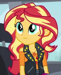 Size: 542x668 | Tagged: safe, derpibooru import, screencap, sunset shimmer, driving miss shimmer, equestria girls, equestria girls series, cropped, image, png, solo