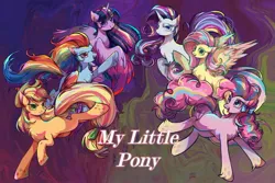 Size: 2048x1365 | Tagged: safe, artist:tkotu1, derpibooru import, applejack, fluttershy, pinkie pie, rainbow dash, rarity, twilight sparkle, alicorn, earth pony, pegasus, pony, unicorn, image, jpeg, mane six, rainbow power