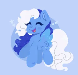 Size: 540x523 | Tagged: safe, artist:wholesomeponies, derpibooru import, silver glow, pegasus, pony, blue background, circle, colored ears, eyes closed, female, g3, heart, image, jpeg, mare, request, simple background, solo, stars