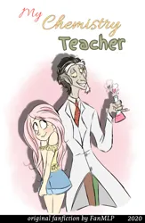 Size: 669x1024 | Tagged: artist needed, safe, derpibooru import, discord, fluttershy, human, fanfic, clothes, dilf, discoshy, fanfic art, fanfic cover, female, hot for teacher, humanized, image, jpeg, lab coat, looking at each other, looking at someone, male, shipping, straight, text