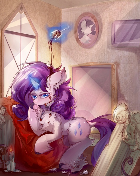 Size: 2753x3470 | Tagged: suggestive, artist:rugr, derpibooru import, rarity, pony, unicorn, alcohol, female, image, jpeg, magic, mare, wine