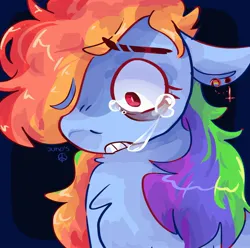 Size: 2048x2033 | Tagged: safe, artist:dmitrymemovznok, derpibooru import, rainbow dash, pegasus, pony, bust, crying, ear piercing, image, jpeg, piercing, sad, solo