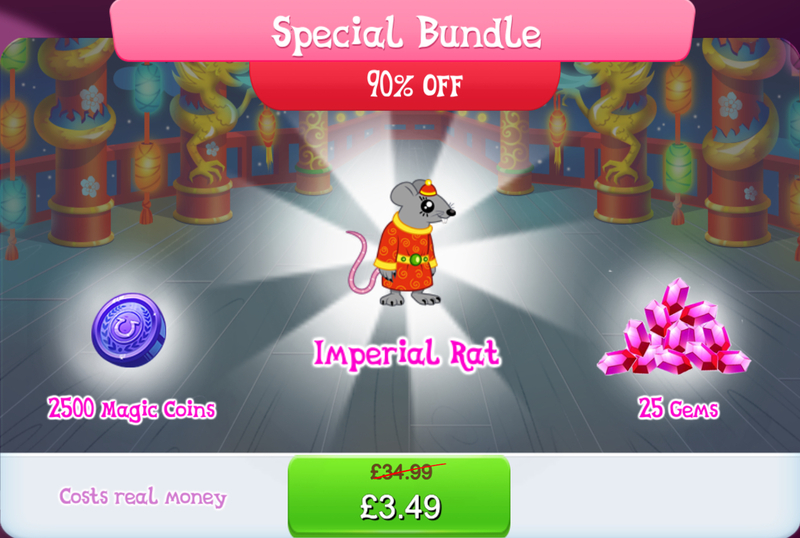 Size: 1271x854 | Tagged: safe, derpibooru import, official, rat, bundle, clothes, costs real money, english, gameloft, gem, hat, image, jpeg, lunar new year, magic coins, mobile game, my little pony: magic princess, numbers, sale, solo, solo focus, text, whiskers