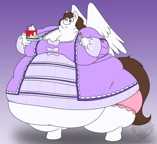 Size: 1450x1334 | Tagged: questionable, artist:jouigidragon, derpibooru import, oc, oc:mitchy, alicorn, anthro, alicorn oc, cake, cheesecake, clothes, crossdressing, eating, fat, femboy, food, horn, image, male, panties, png, underwear, wings