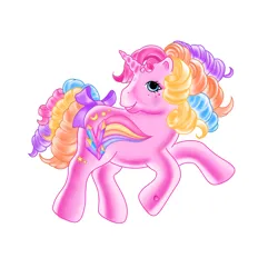 Size: 4096x4096 | Tagged: safe, artist:noriko, derpibooru import, oc, unofficial characters only, pegasus, pony, unicorn, blue eyes, bow, curly mane, curly tail, female, g1, heart, heart mark, image, looking at you, mare, png, ponysona, rainbow curl pony, simple background, smiling, tail, tail bow, white background