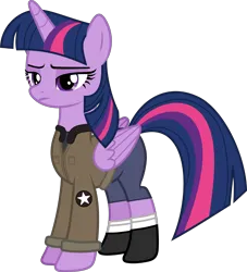 Size: 3720x4096 | Tagged: safe, artist:edy_january, artist:starryshineviolet, derpibooru import, edit, vector edit, twilight sparkle, twilight sparkle (alicorn), alicorn, pony, boots, clothes, girls und panzer, image, jacket, marine, marines, military, military uniform, pants, png, saunders, shirt, shoes, short pants, socks, soldier, soldier pony, solo, stockings, t-shirt, thigh highs, uniform, united states, vector