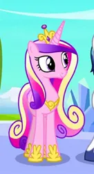 Size: 500x916 | Tagged: safe, derpibooru import, screencap, princess cadance, alicorn, the crystalling, cropped, crown, hoof shoes, image, jewelry, jpeg, peytral, regalia, solo, solo focus