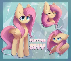 Size: 2400x2050 | Tagged: safe, artist:miryelis, derpibooru import, fluttershy, pegasus, pony, bust, cute, full body, image, long hair, looking at you, png, scared, shyabetes, signature, simple background, smiling, smiling at you, solo, standing, text, wings