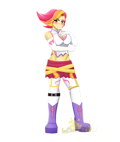 Size: 2021x2397 | Tagged: safe, artist:lordshrekzilla20, derpibooru import, fire flare, human, equestria girls, blushing, breasts, busty fire flare, equestria girls-ified, female, high res, image, png, simple background, solo, transparent background, watermark