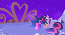 Size: 1920x1021 | Tagged: safe, artist:galaxyswirlsyt, derpibooru import, princess twilight 2.0, twilight sparkle, twilight sparkle (alicorn), oc, oc:galaxy swirls, alicorn, pony, the last problem, baby, baby pony, female, image, jpeg, lying down, mother and child, mother and daughter, offspring, older, older twilight, parent:flash sentry, parent:twilight sparkle, parents:flashlight, prone