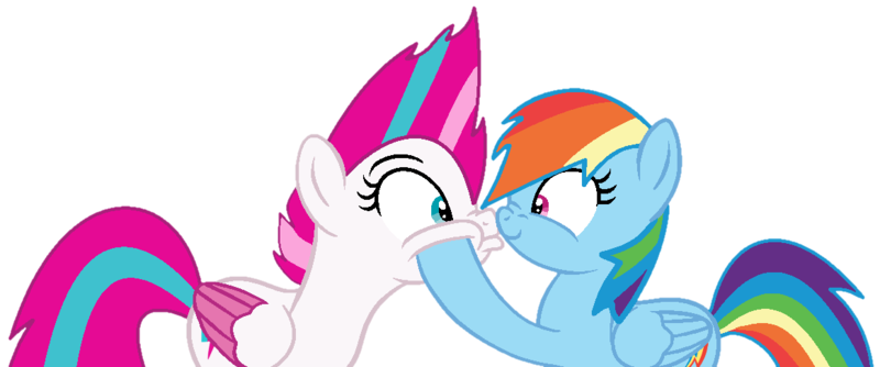 Size: 1163x485 | Tagged: safe, artist:tinyyeetbean, artist:twilyisbestpone, derpibooru import, rainbow dash, zipp storm, pegasus, pony, adorazipp, base used, boop, colored wings, cute, dashabetes, duo, duo female, eye contact, face grab, female, g4, g5, g5 to g4, generation leap, image, lesbian, looking at each other, looking at someone, mare, noseboop, png, shipping, simple background, smiling, squishy cheeks, transparent background, wings, zippdash