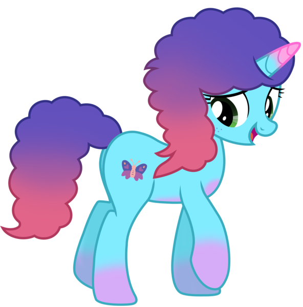 Size: 7162x7263 | Tagged: safe, alternate version, artist:ejlightning007arts, derpibooru import, butterfly, insect, pony, unicorn, g5, my little pony: make your mark, my little pony: tell your tale, adorable face, alternate cutie mark, alternate hairstyle, alternate mane color, butt, cute, female, freckles, g4, g5 to g4, generation leap, image, mare, misty brightdawn, mistybetes, open mouth, plot, png, reference, simple background, solo, transparent background