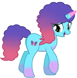 Size: 7162x7263 | Tagged: safe, alternate version, artist:ejlightning007arts, derpibooru import, butterfly, insect, pony, unicorn, g5, my little pony: make your mark, my little pony: tell your tale, adorable face, alternate cutie mark, alternate hairstyle, alternate mane color, butt, cute, female, freckles, g4, g5 to g4, generation leap, image, mare, misty brightdawn, mistybetes, open mouth, plot, png, reference, simple background, solo, transparent background