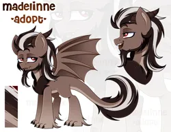 Size: 2500x1917 | Tagged: safe, artist:madelinne, derpibooru import, oc, unofficial characters only, dracony, dragon, hybrid, adoptable, adoptable open, adoption, bat wings, claws, image, png, red eyes, solo, wings, zoom layer