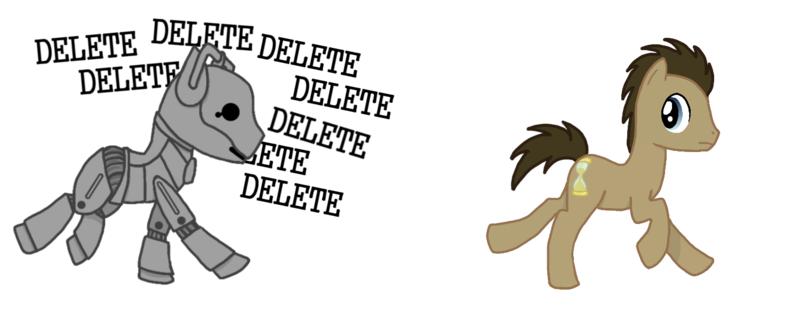 Size: 1500x600 | Tagged: safe, artist:cuttycommando, derpibooru import, doctor whooves, time turner, ponified, cyber pony, cyberman, cyborg, pony, image, png, running, simple background, transparent background