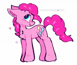 Size: 2048x1725 | Tagged: safe, artist:spookyfoxinc, derpibooru import, pinkie pie, earth pony, pony, cute, floating heart, heart, heart eyes, image, jpeg, ponk, simple background, solo, white background, wingding eyes