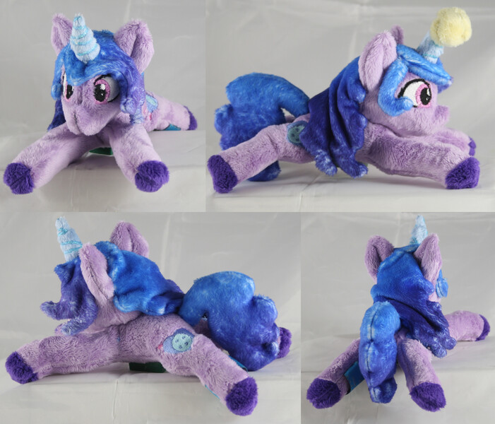 Size: 3504x3000 | Tagged: safe, artist:bastler, derpibooru import, izzy moonbow, pony, unicorn, ball, female, g5, horn, horn guard, hornball, image, irl, izzy's tennis ball, jpeg, lying down, mare, photo, plushie, prone, solo, sploot, tennis ball