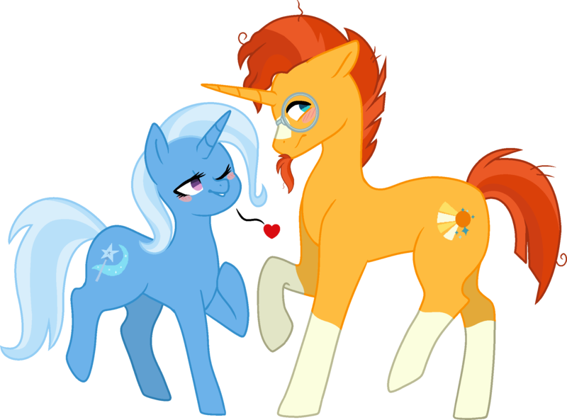 Size: 2231x1654 | Tagged: safe, artist:princessyanderequinn, derpibooru import, sunburst, trixie, female, image, male, png, shipping, straight, trixburst