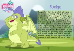 Size: 3014x2102 | Tagged: safe, artist:aleximusprime, derpibooru import, dragon, fanfic:go north young dragon, flurry heart's story, bio, image, male, png, reformed, reformed villain, sludge (g4), solo, story included