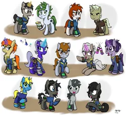 Size: 2151x1950 | Tagged: safe, artist:ebbysharp, derpibooru import, oc, oc:littlepip, unofficial characters only, pony, unicorn, fallout equestria, alternate design, glow, glowing horn, horn, image, magic, magic aura, multeity, png, simple background, telekinesis, unicorn oc, white background