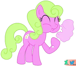 Size: 5500x4741 | Tagged: safe, artist:kuren247, derpibooru import, daisy, flower wishes, gloriosa daisy, earth pony, pony, background pony, chewing, cotton candy, cute, daisybetes, eating, eyes closed, female, food, holding, image, mare, png, puffy cheeks, show accurate, simple background, solo, transparent background, vector