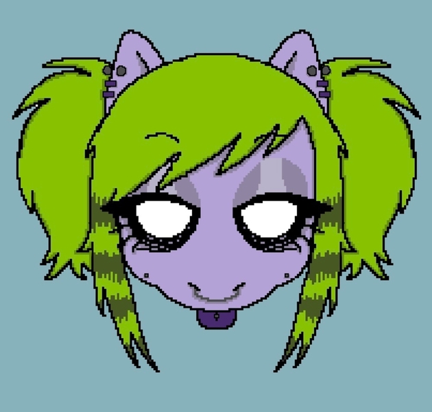 Size: 1000x953 | Tagged: safe, artist:lobotomybug, derpibooru import, oc, pony, bust, emo, icon, image, jpeg, lidded eyes, piercing, pixel art, portrait, simple background, solo, tongue out