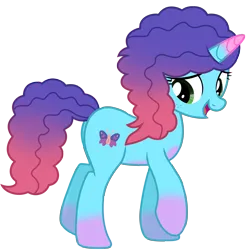 Size: 7162x7263 | Tagged: safe, alternate version, artist:ejlightning007arts, derpibooru import, butterfly, insect, pony, unicorn, g5, my little pony: make your mark, my little pony: tell your tale, adorable face, alternate cutie mark, alternate hairstyle, alternate mane color, butt, cute, female, freckles, g4, g5 to g4, generation leap, image, mare, misty brightdawn, mistybetes, open mouth, plot, png, reference, simple background, solo, transparent background