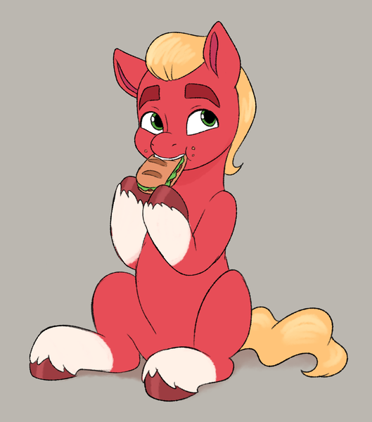 Size: 1111x1260 | Tagged: safe, artist:malarkey, derpibooru import, sprout cloverleaf, earth pony, pony, doodle, eating, food, g5, image, male, png, sandwich, solo, stallion