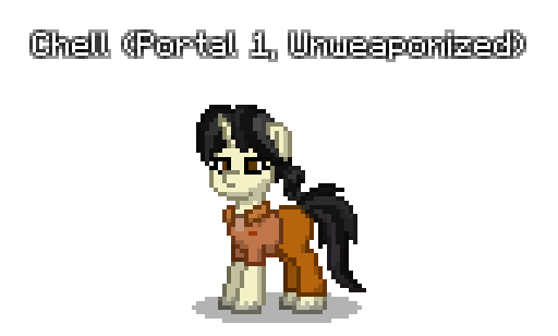 Size: 512x308 | Tagged: safe, artist:dematrix, derpibooru import, ponified, pony, unicorn, pony town, chell, female, image, mare, png, portal (valve), simple background, transparent background